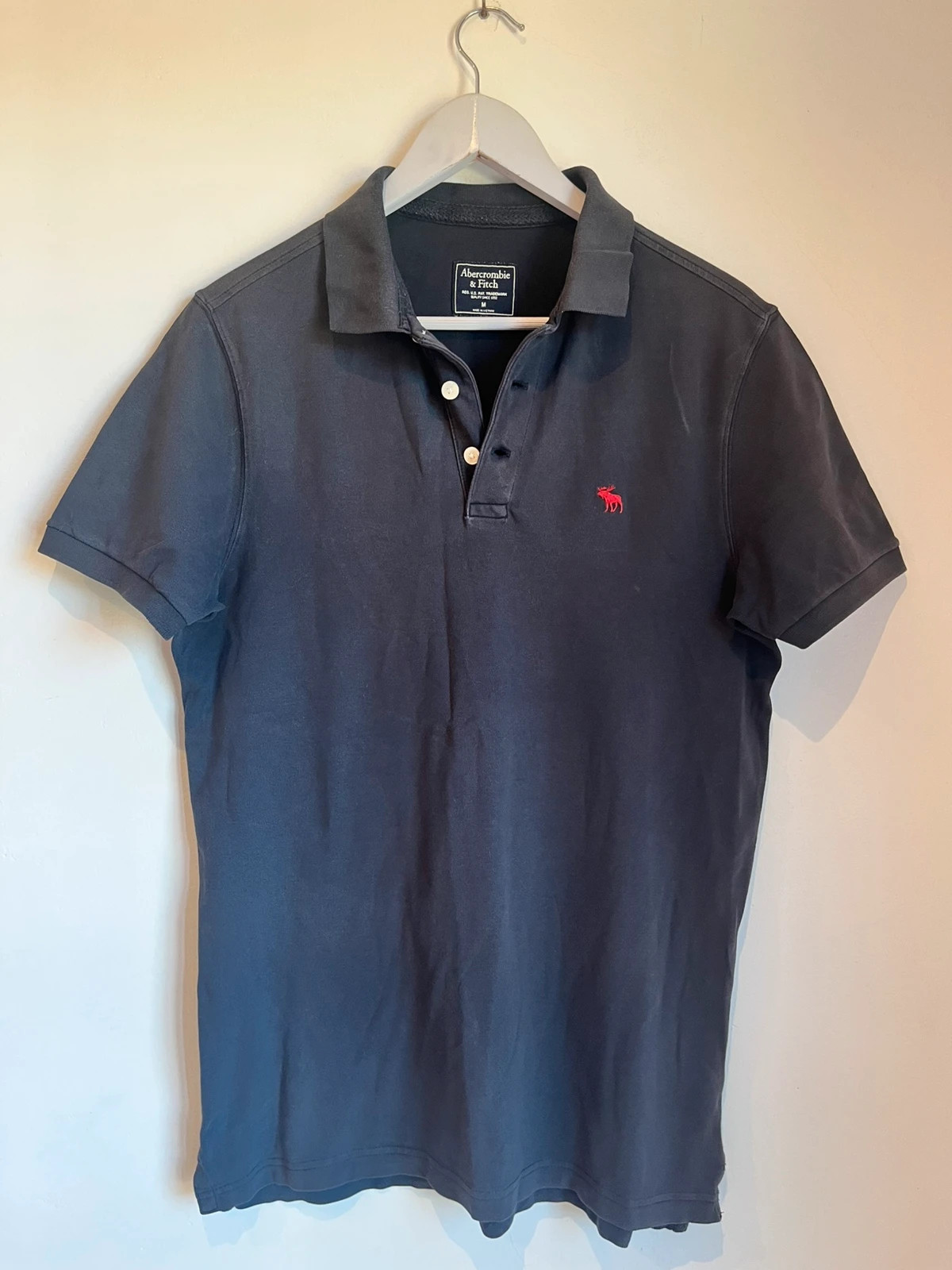 Abercrombie & Fitch Navy Polo Red Moose Logo Size M