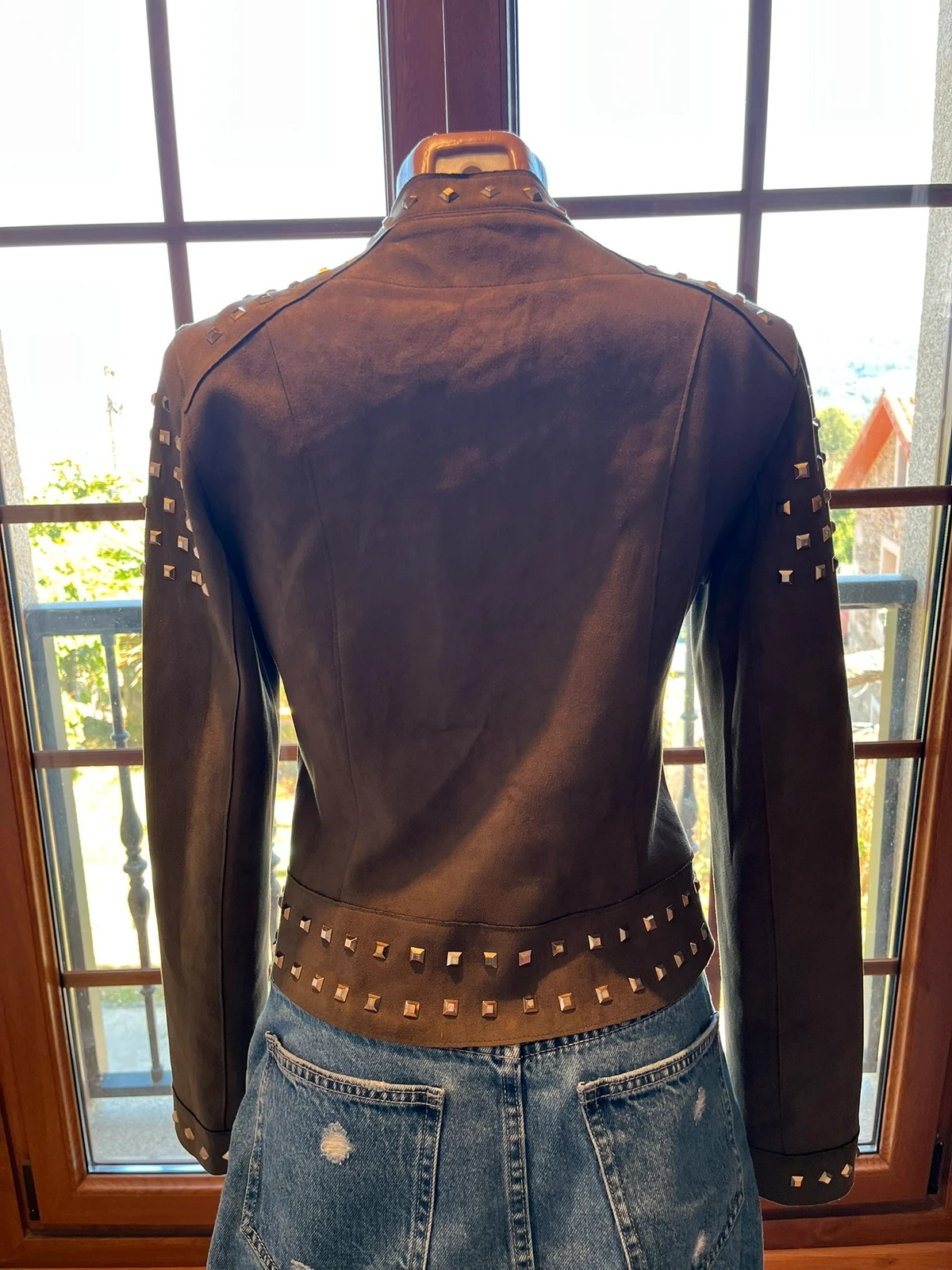 Chaqueta biker de antelina con tachuelas Extelle talla L – Extelle – taille L / 40 / 12 5