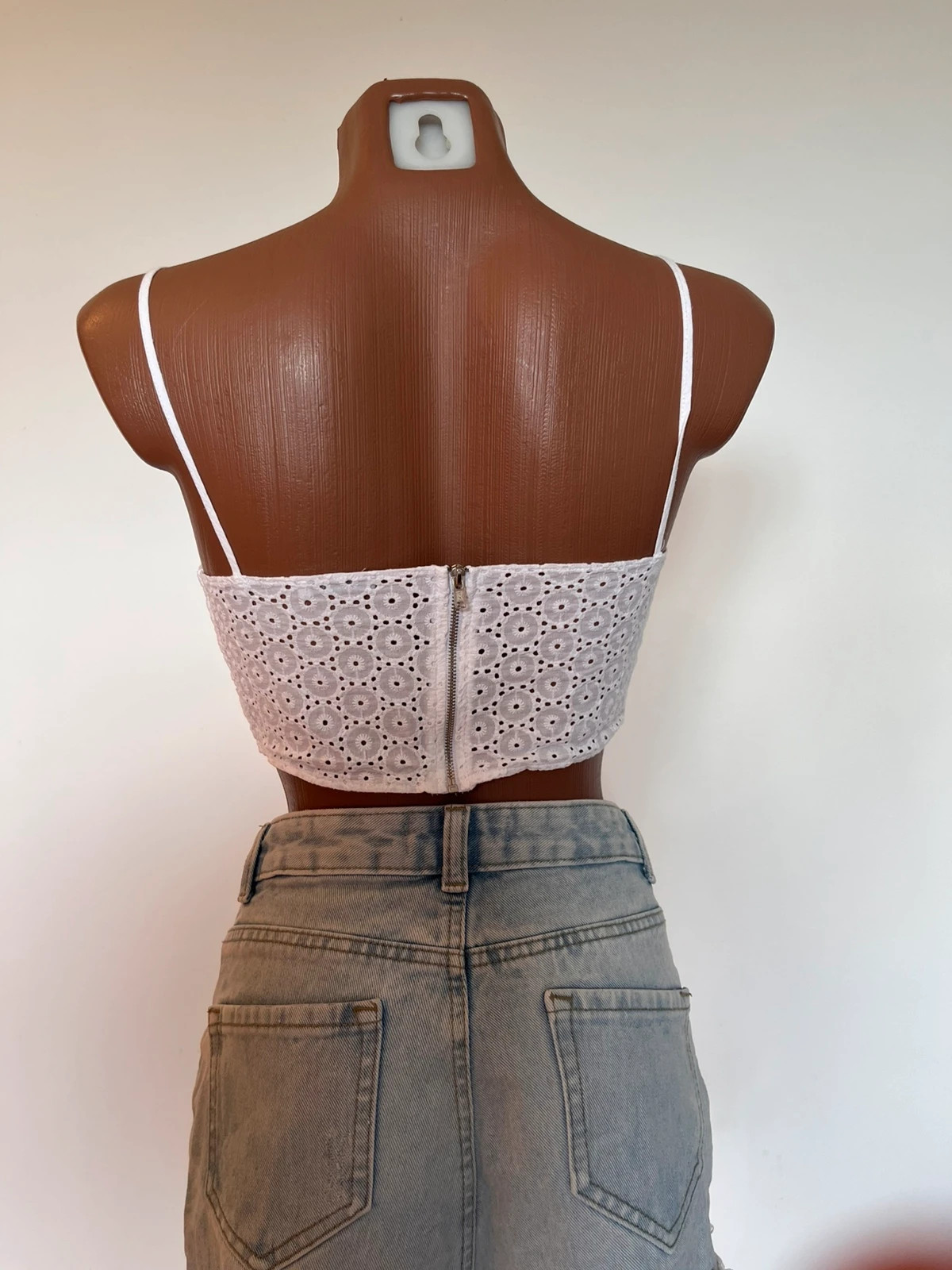 Top crop blanco de bordado calado Zara – Talla S – Zara – taille S / 36 / 8 3