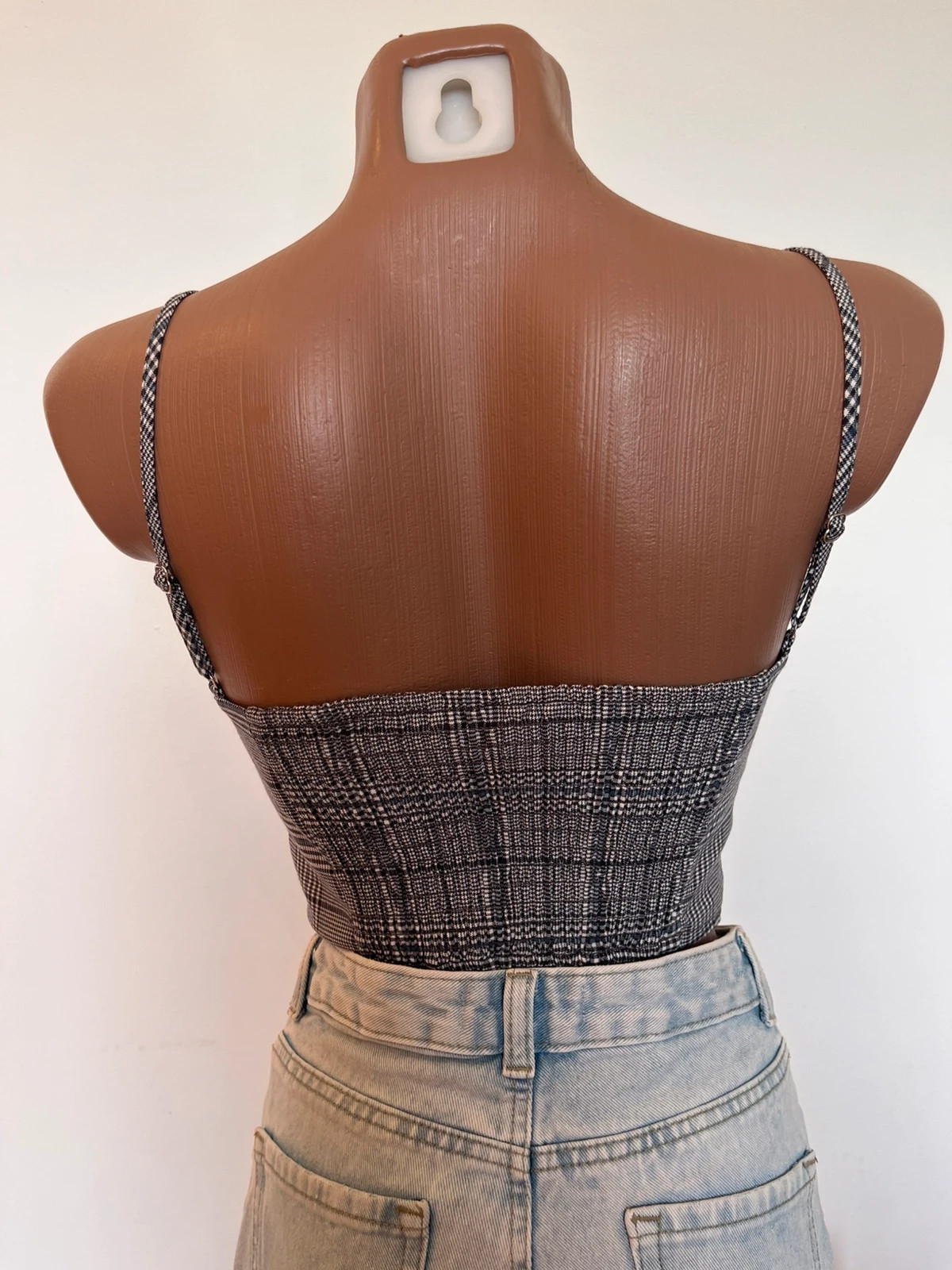 Top corsetero Stradivarius cuadros - talla S – Stradivarius – taille S / 36 / 8 3