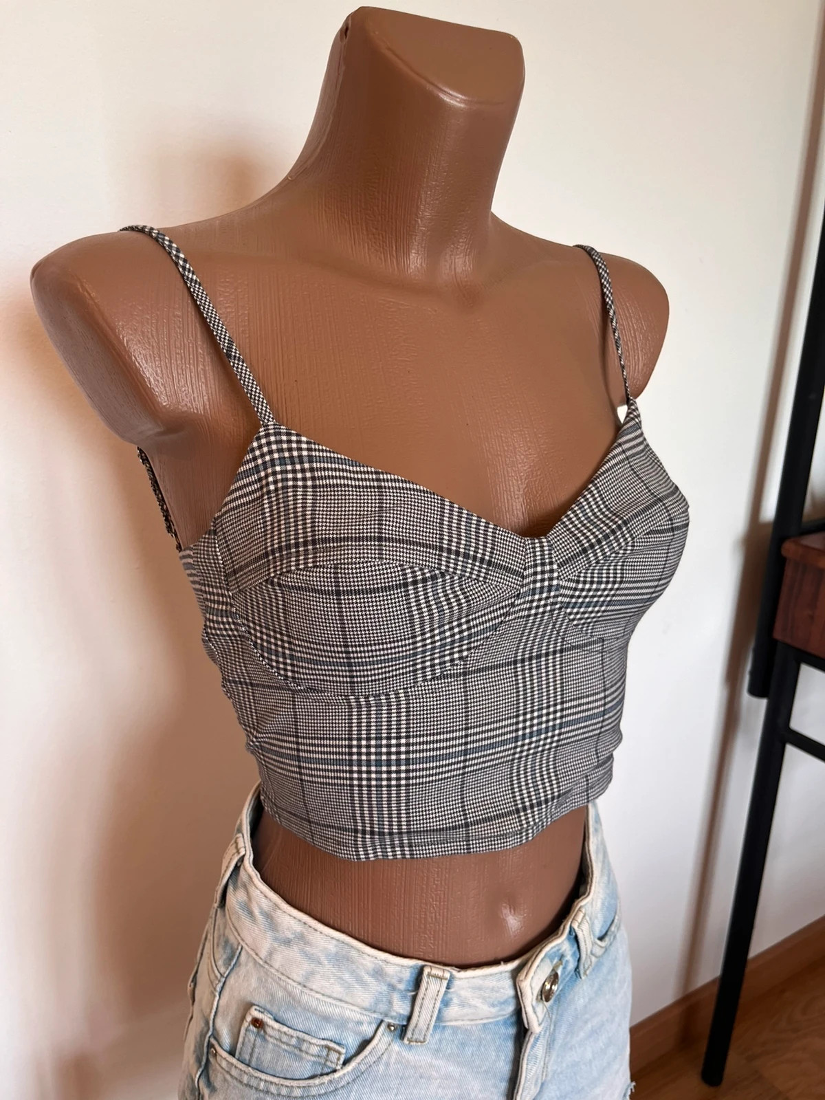 Top corsetero Stradivarius cuadros - talla S – Stradivarius – taille S / 36 / 8 2