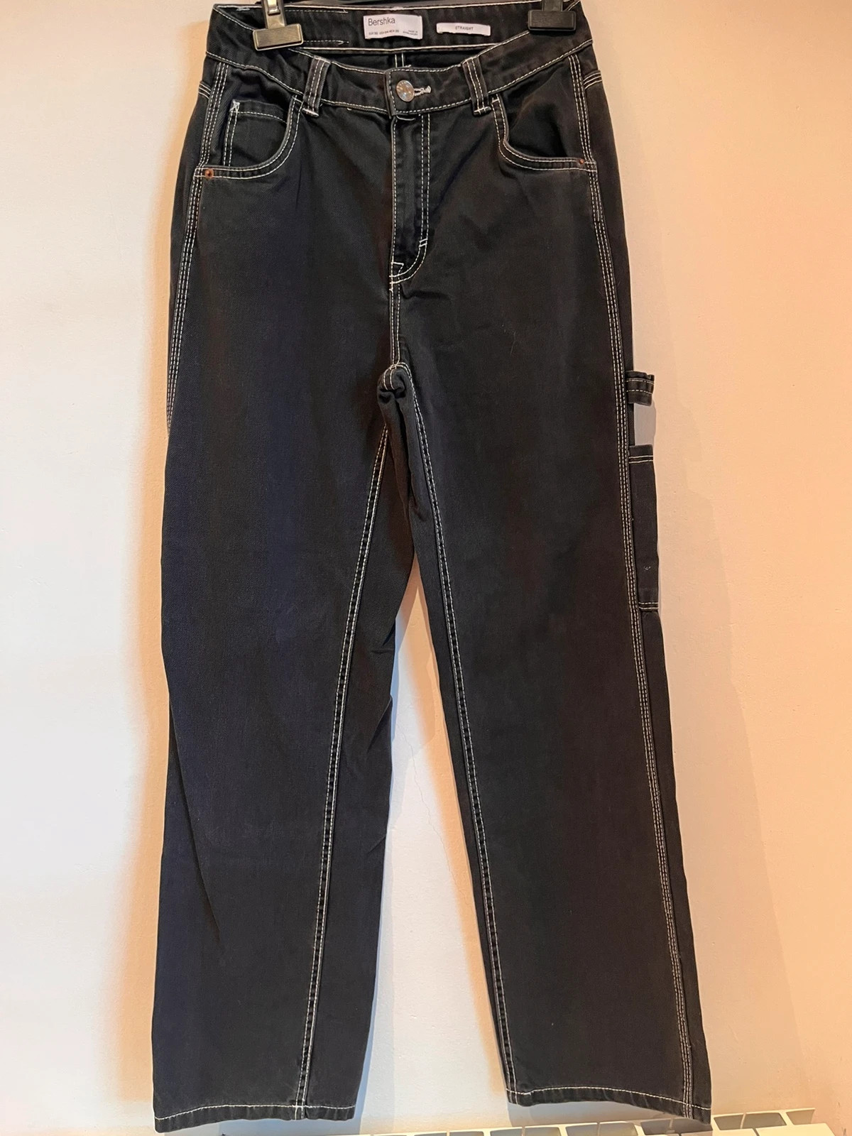 Pantalón vaquero negro Bershka Straight Talla 36 (S) – Bershka – taille S / 36 / 8