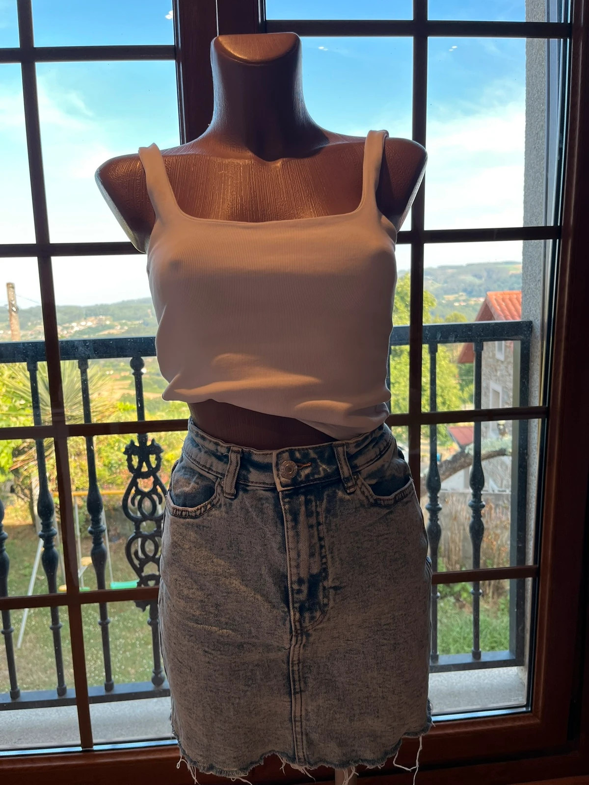 Falda vaquera mini Bershka tiro alto | Talla 36
