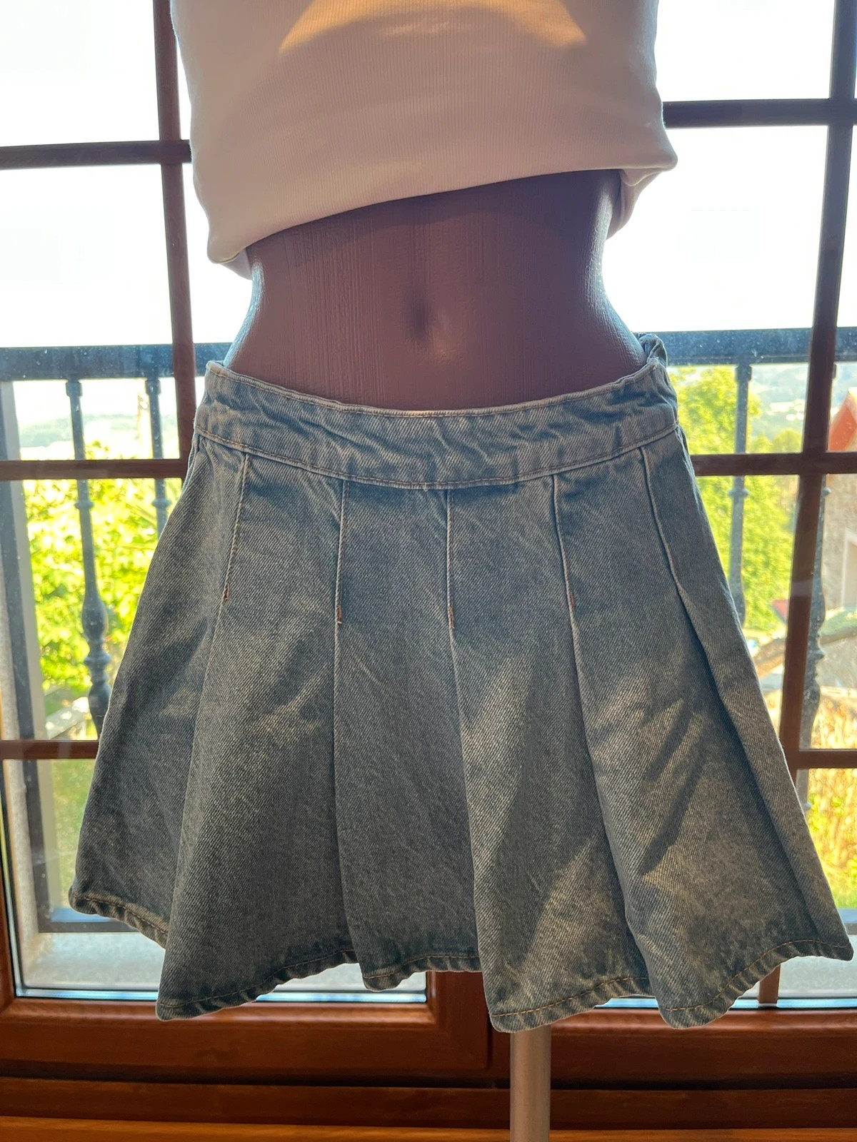 Lefties Denim skater skirt | Falda vaquera evasé azul claro | Talla S