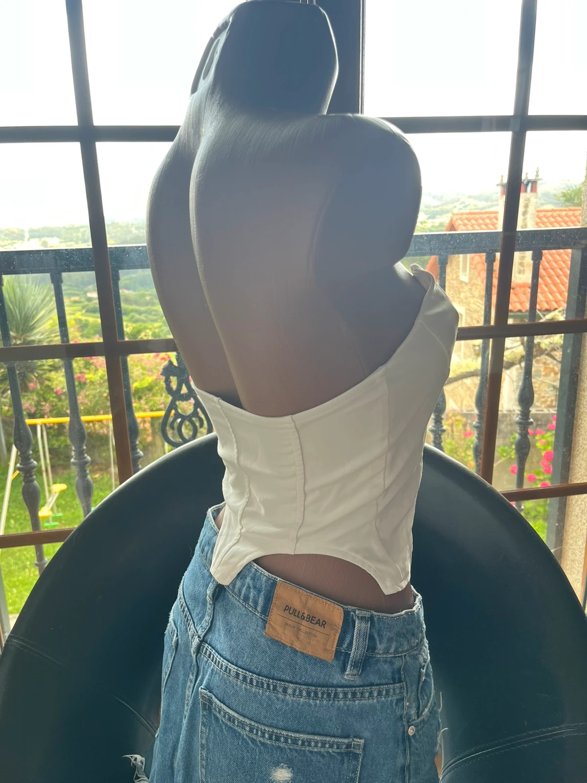 Corsé blanco con cremallera Y2K Bershka – Talla S – Bershka – taille S / 36 / 8 2