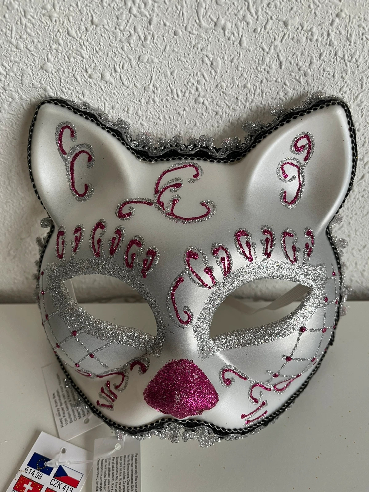Máscara gato rígida plateada con purpurina – Claire's – taille Taille unique 2