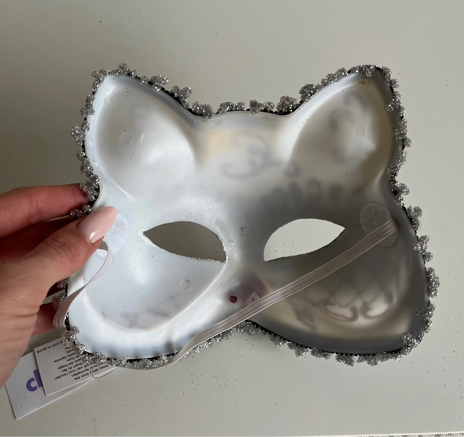 Máscara gato rígida plateada con purpurina – Claire's – taille Taille unique 3