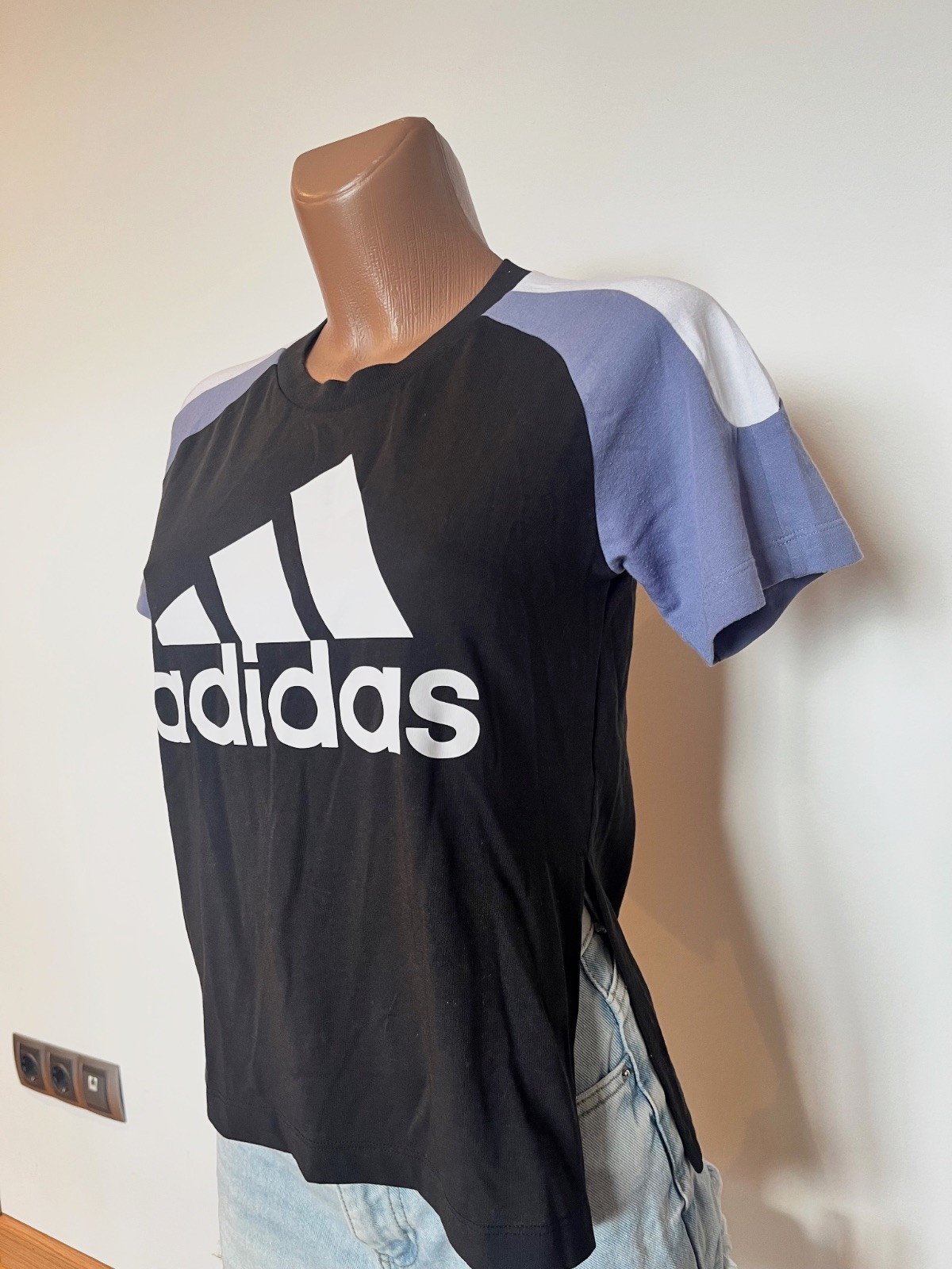 Adidas Primegreen XS camiseta deportiva negra azul manga raglán abertura lateral – Adidas – taille XS 2