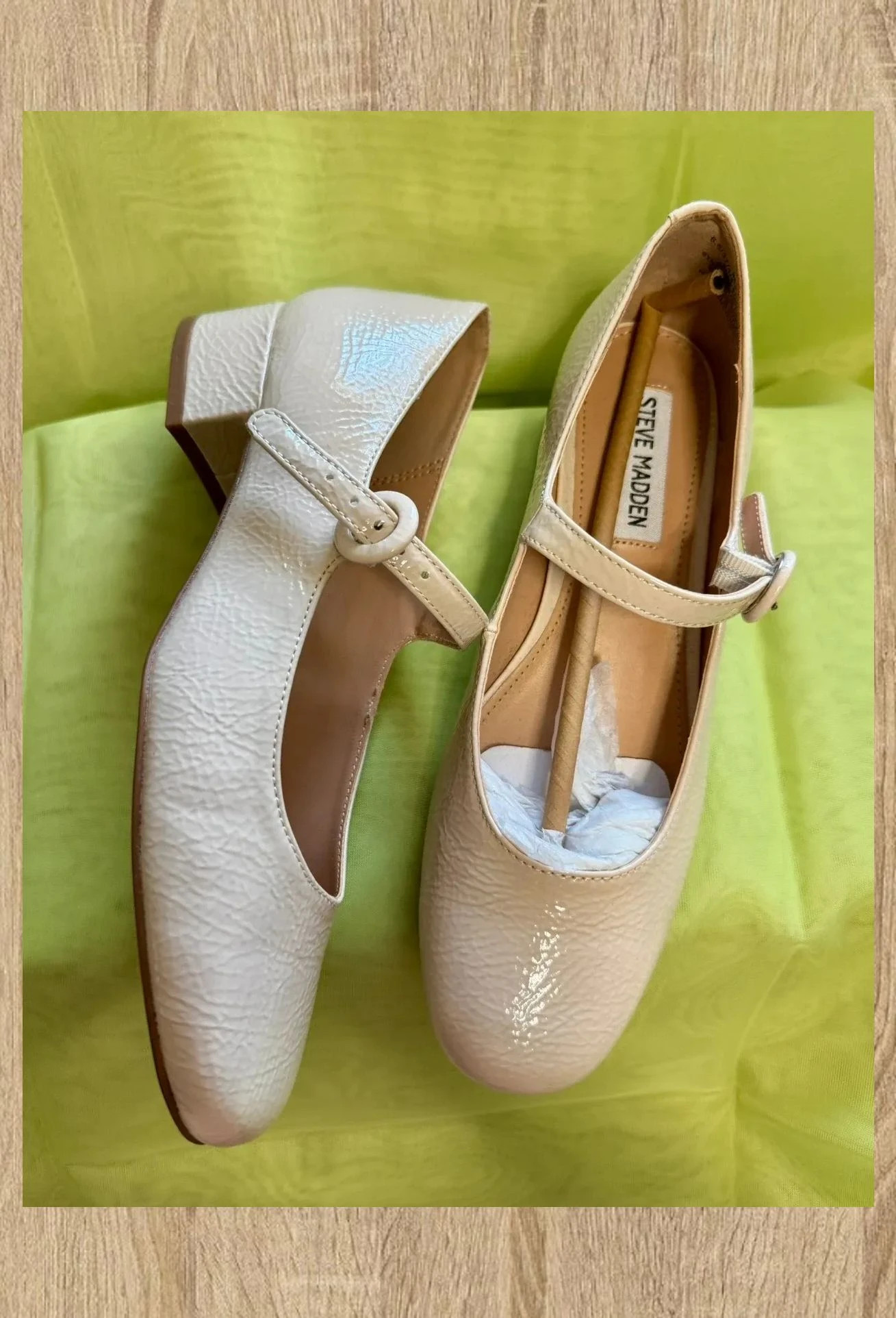 Divinas manoletinas tacón bajo charol color crema de Steve Madden, número 37 😍