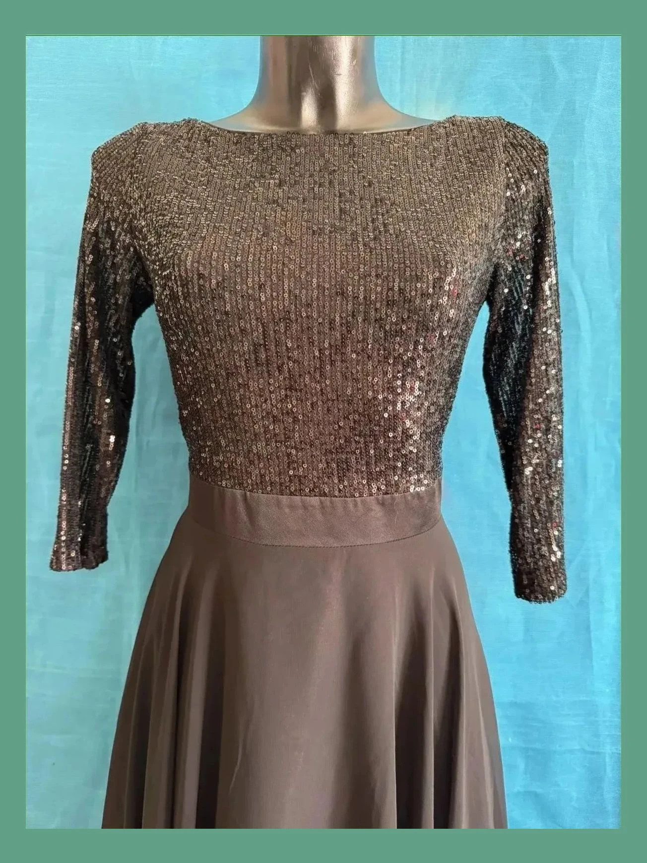 Espectacular vestido fiesta con cuerpo lentejuelas, color negro de marca Swing talla 42 😍 – Swing – taille XL / 42 / 14 5