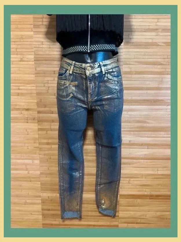 Divino vaquero pitillo metalizado de Zara , talla 36 , elástico 😍 – Zara – taille S / 36 / 8 2