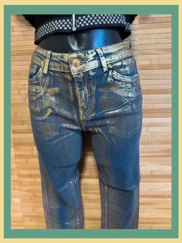Divino vaquero pitillo metalizado de Zara , talla 36 , elástico 😍 – Zara – taille S / 36 / 8 3