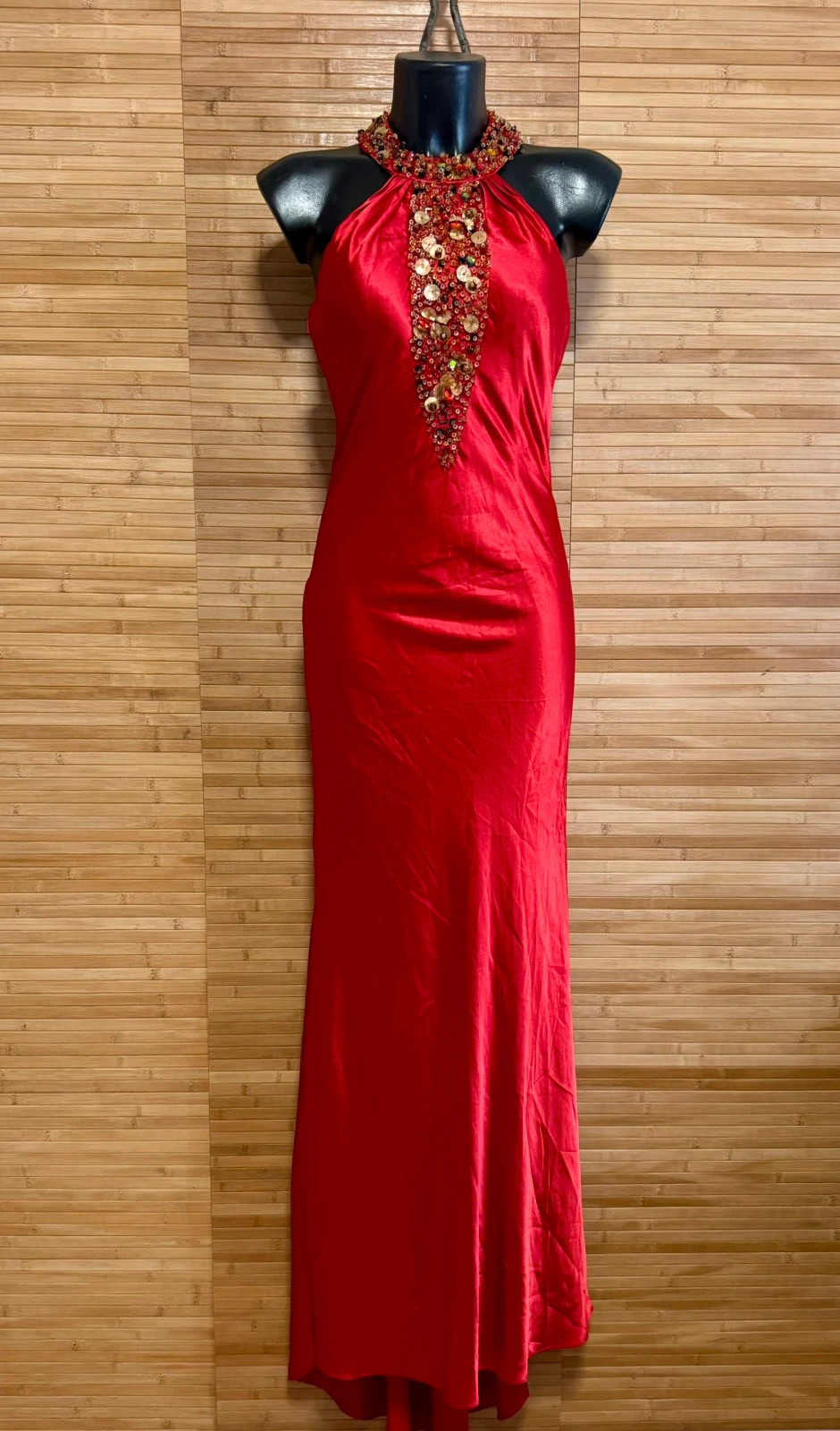 Espectacular vestido fiesta tela satinada tacto seda talla 36 😍