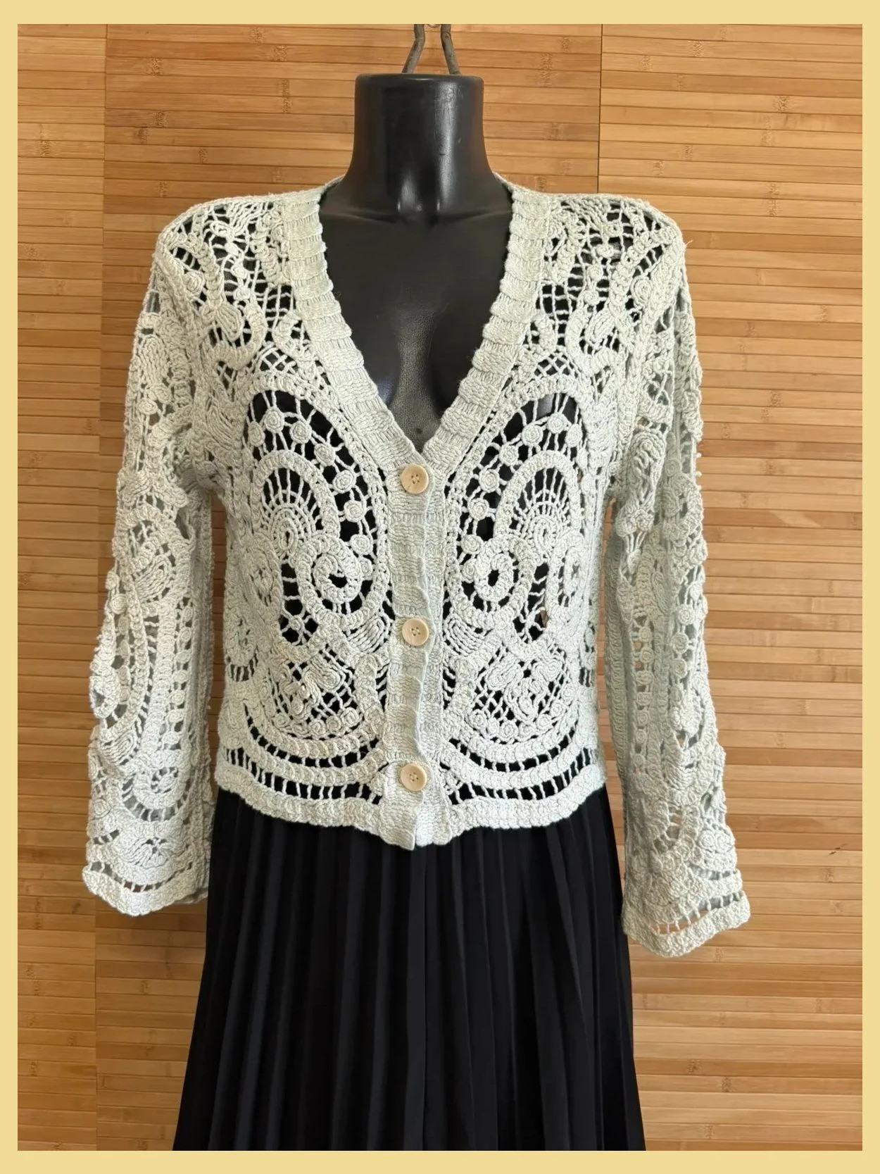 Divino cárdigan crochet de algodón, talla S/M 😍