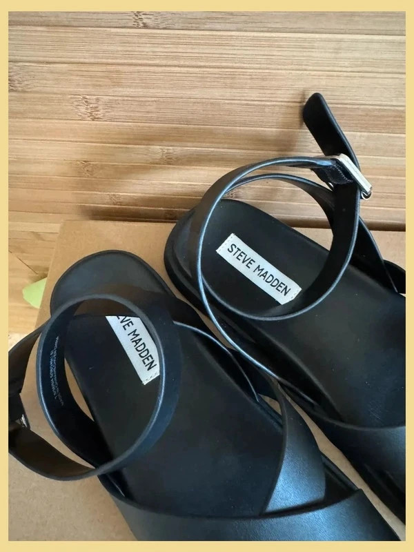 Sandalias planas negras de piel de Steve Madden , número 38 😍 – Steve Madden – taille 38 3