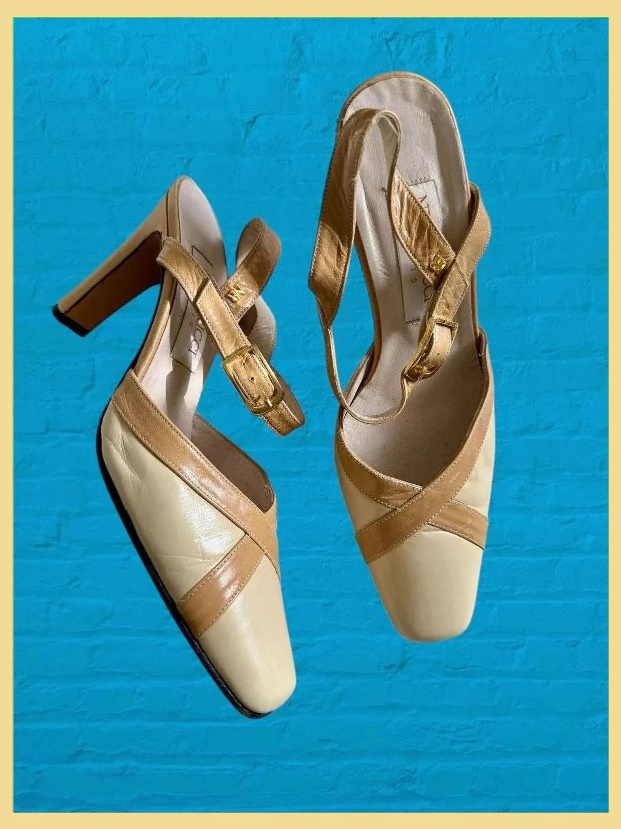 Espectaculares zapatos bicolor , piel , vintage de Nina Ricci, número 37 😍