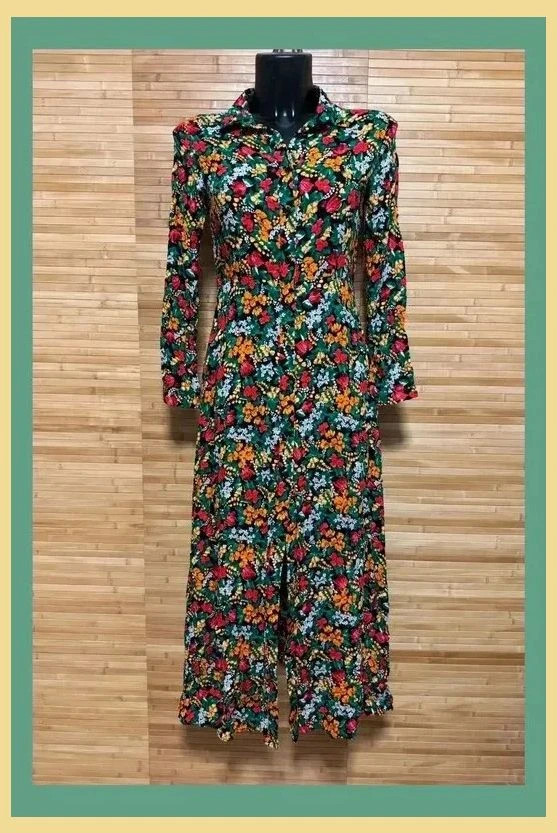 Divino vestido largo estampado flores de tela viscosa talla S 😍