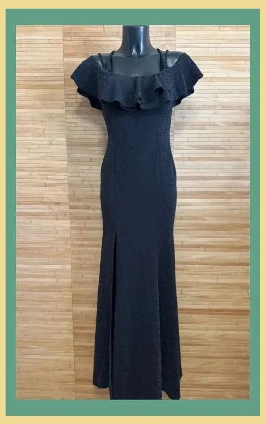 Espectacular vestido fiesta negro con brillo , talla M 😍