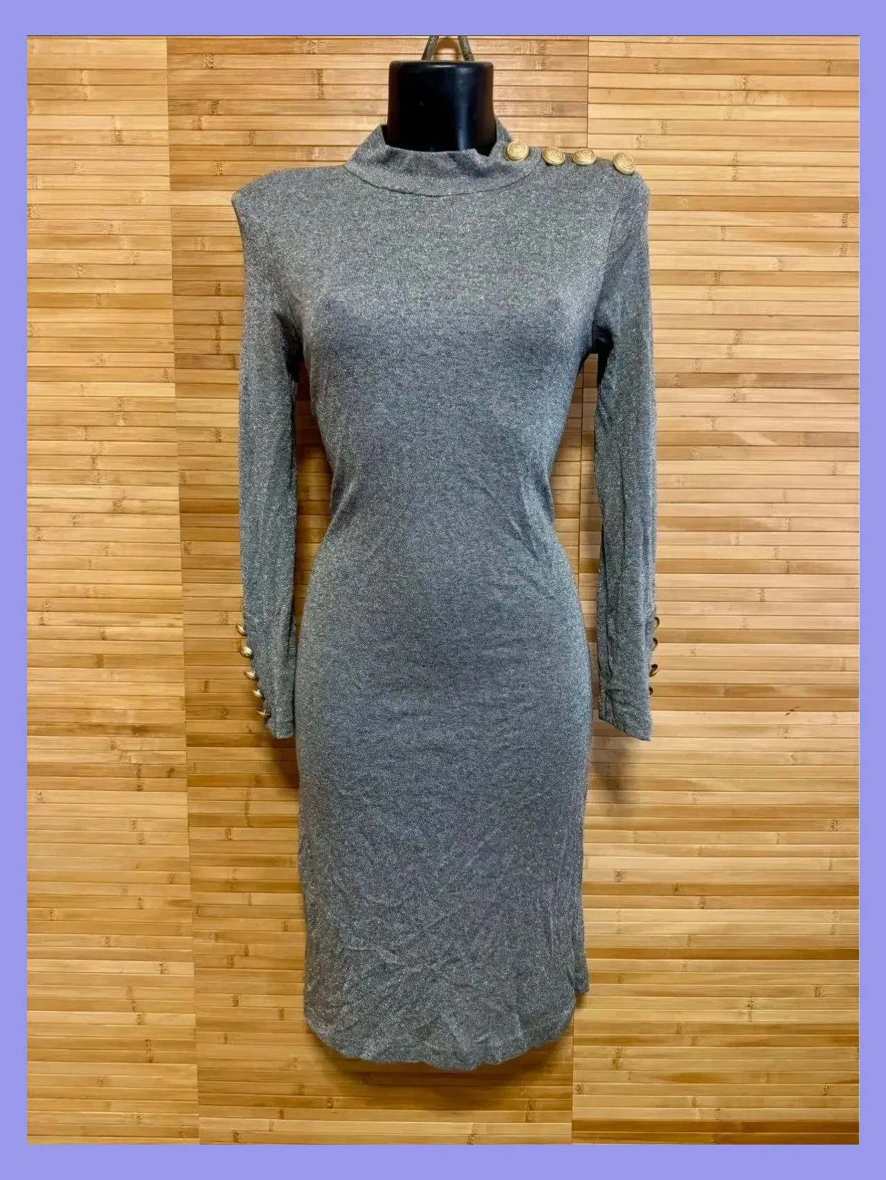 Elegante vestido plateado de Carlo pascual, elástico, talla 38 😍