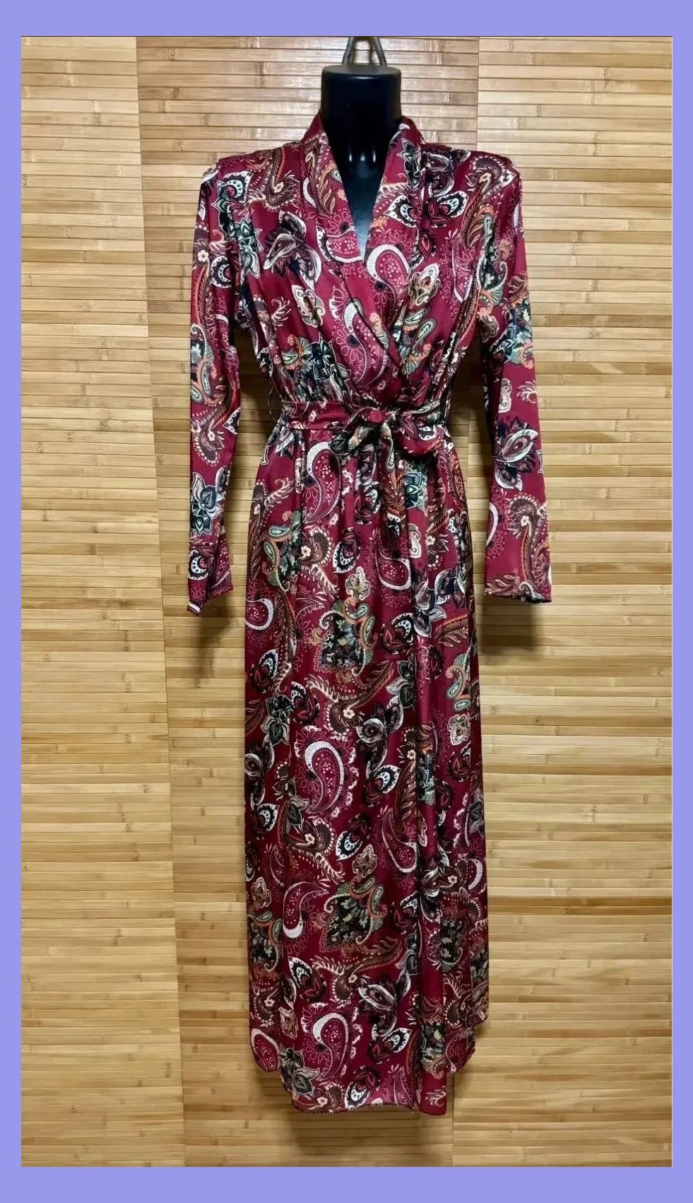 Vestido largo cruzado con cinturón talla única para S-M 😍