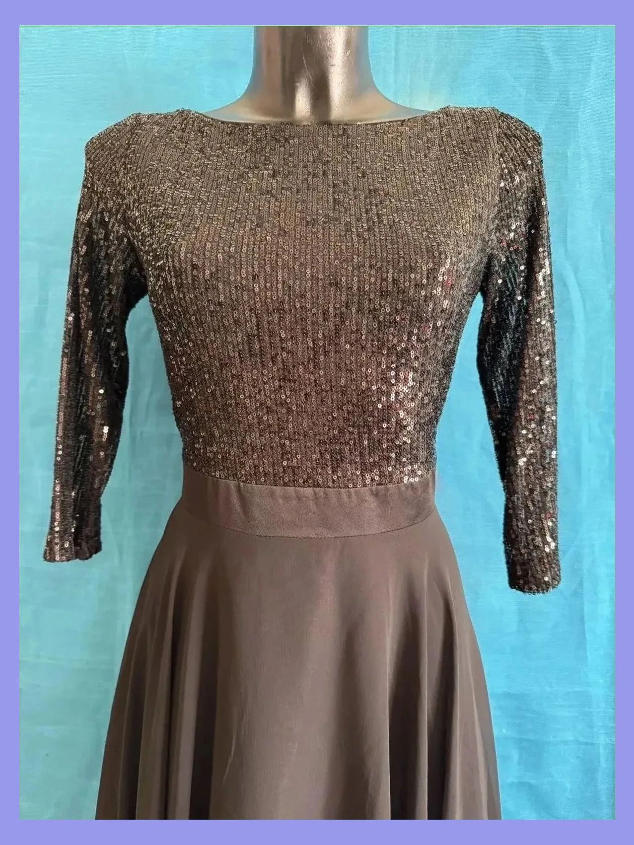 Espectacular vestido fiesta con cuerpo lentejuelas, color negro de marca Swing talla 42 😍 – Swing – taille XL / 42 / 14 5