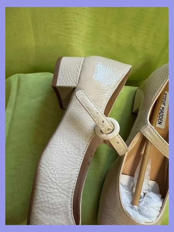 Divinas manoletinas tacón bajo charol color crema de Steve Madden, número 37 😍 – Steve Madden – taille 37 5