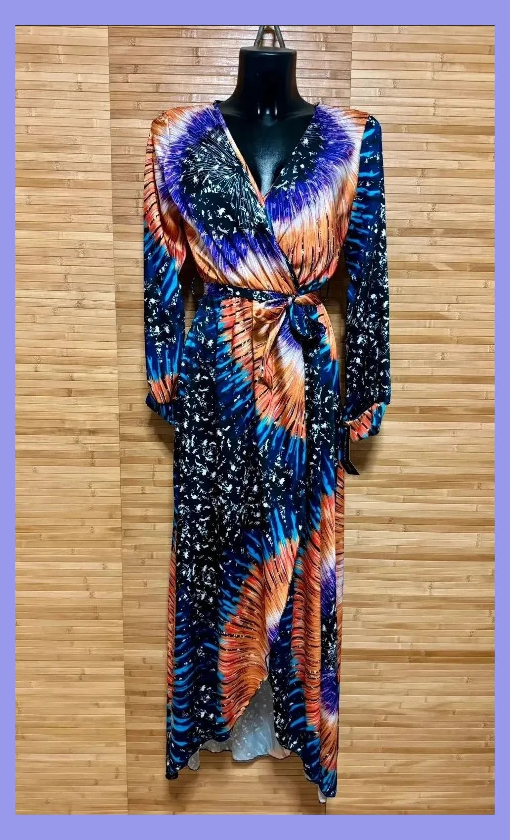 Vestido largo cruzado con cinturón talla única para S-M 😍