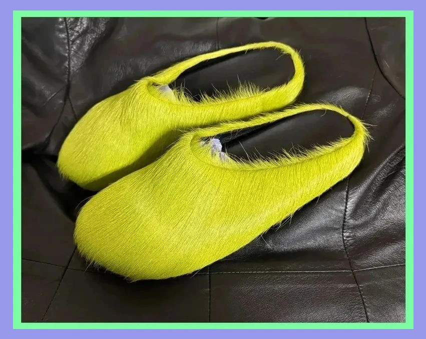 Mules Marni Long Haircalf Fussbett Sabot Light Lime Green núm.44 😍