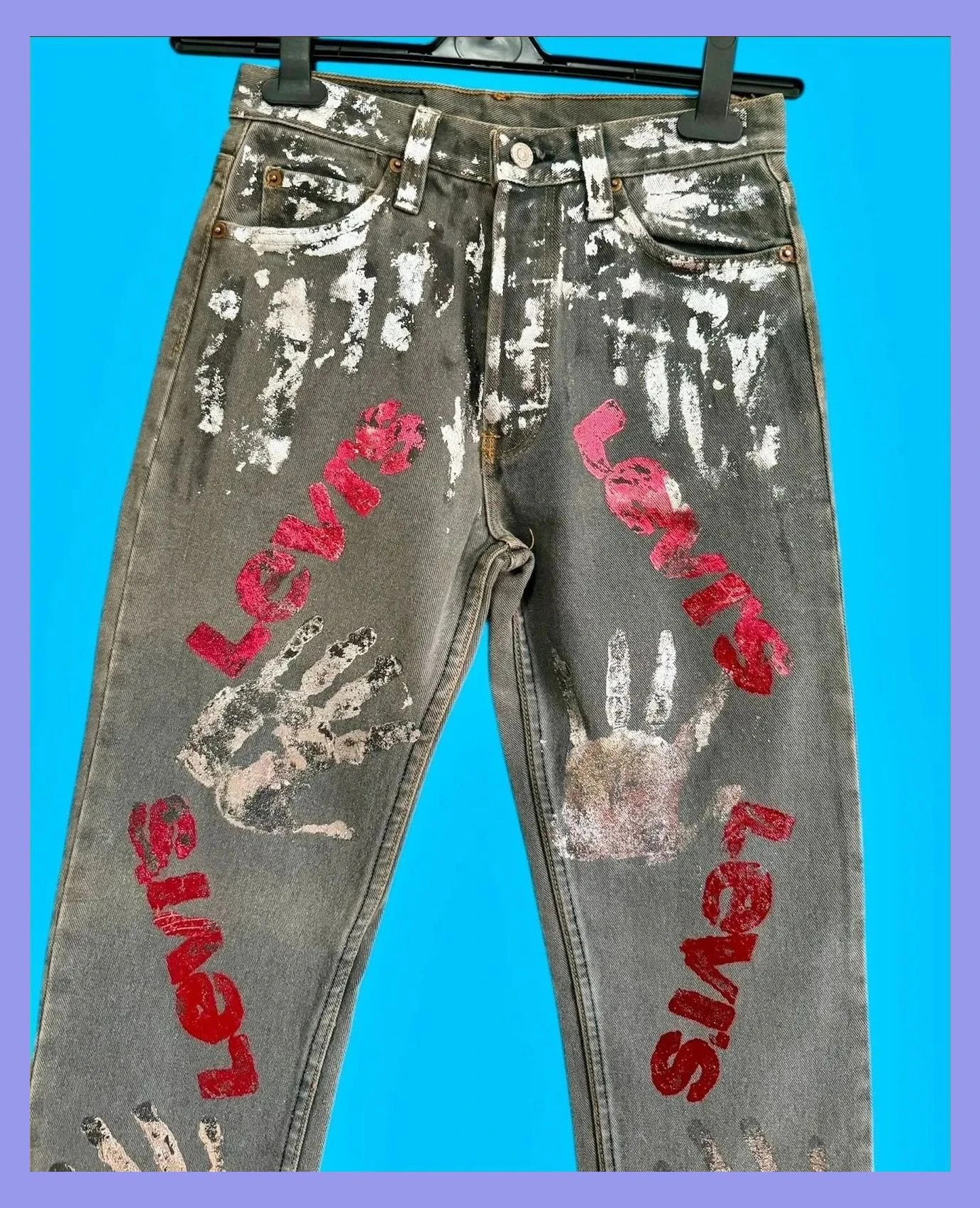 Espectacular vaquero Levis vintage, customizado metalizado, talla 38 😍 – Levi's – taille M / 38 / 10 3