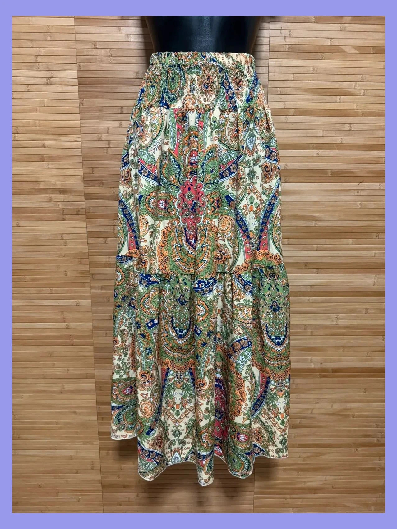 Espectacular falda larga vintage, cintura elástica, talla única 😍