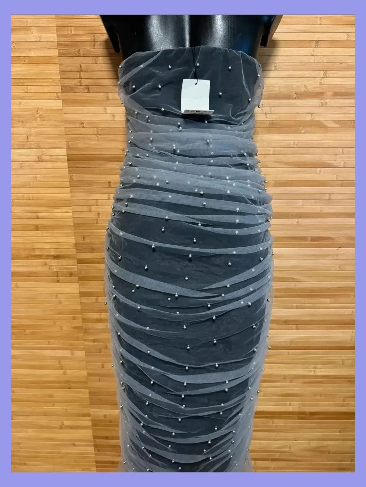 Espectacular vestido palabra de honor de Zara , tul fruncido con perlas , talla L , elástico 😍 – Zara – taille L / 40 / 12 5