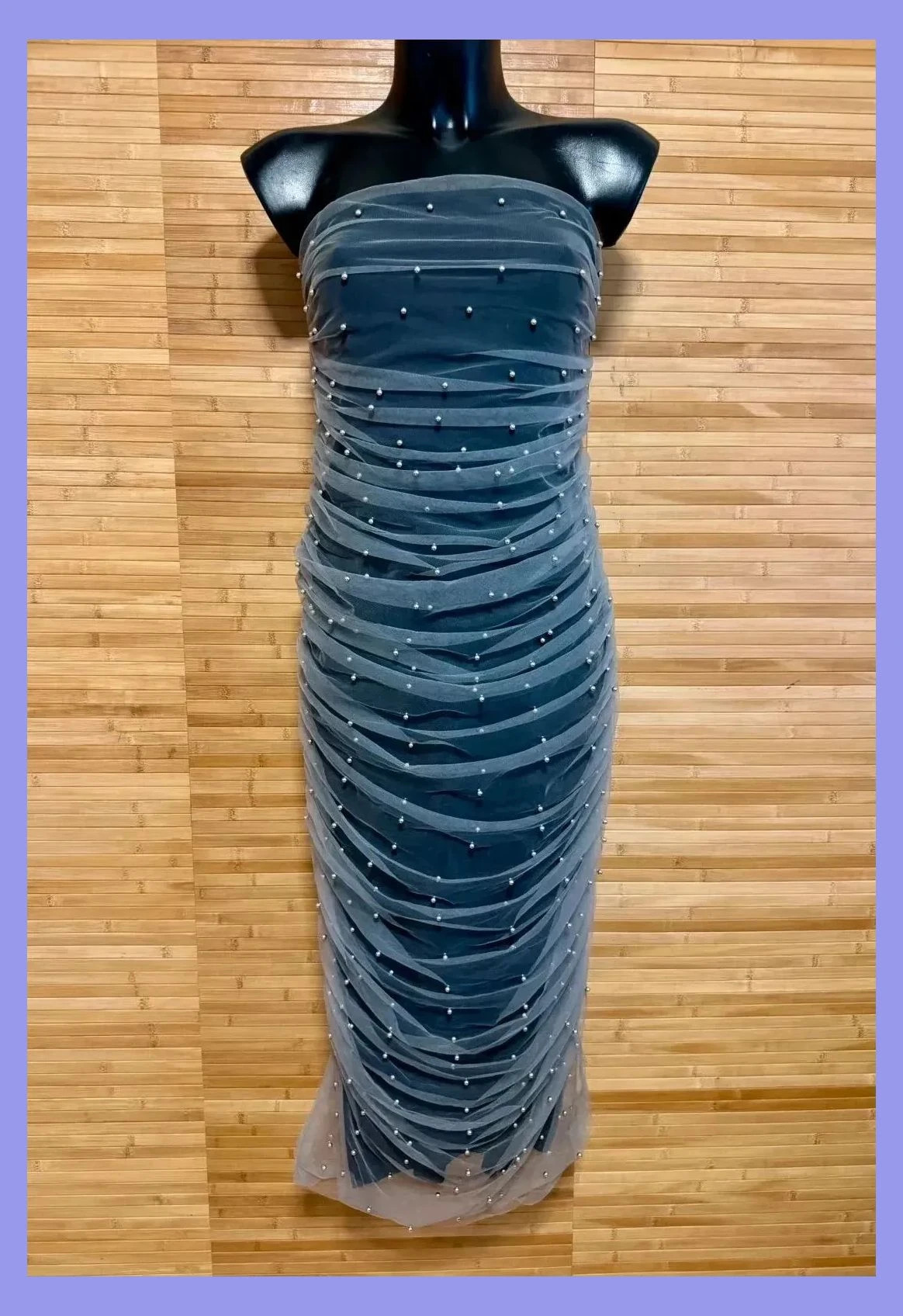 Espectacular vestido palabra de honor de Zara , tul fruncido con perlas , talla L , elástico 😍