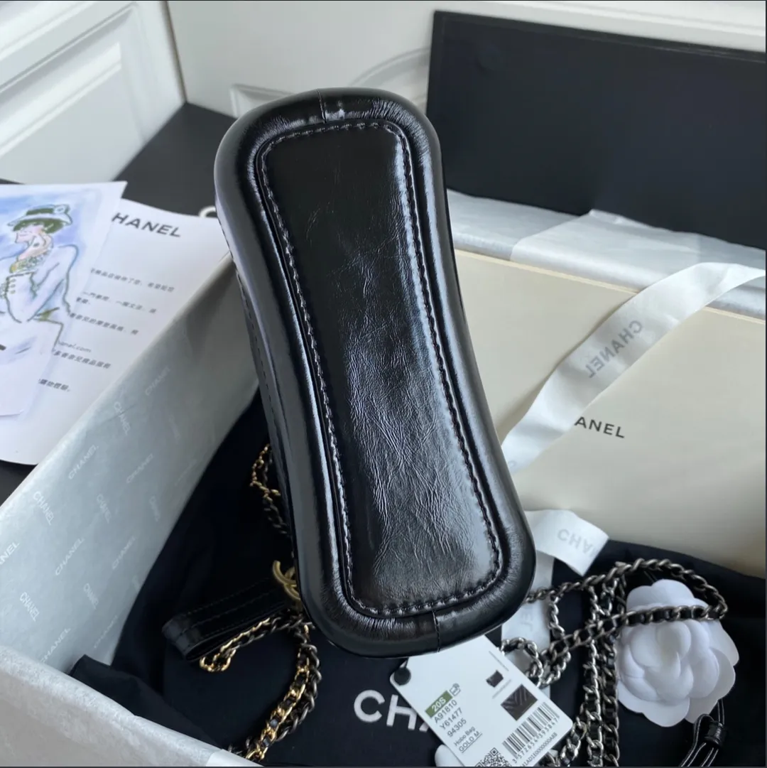 Chanel sac à main chaîne dorée noir 6