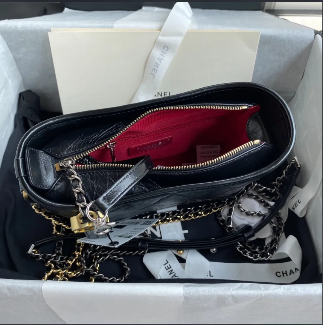 Chanel sac à main chaîne dorée noir 7