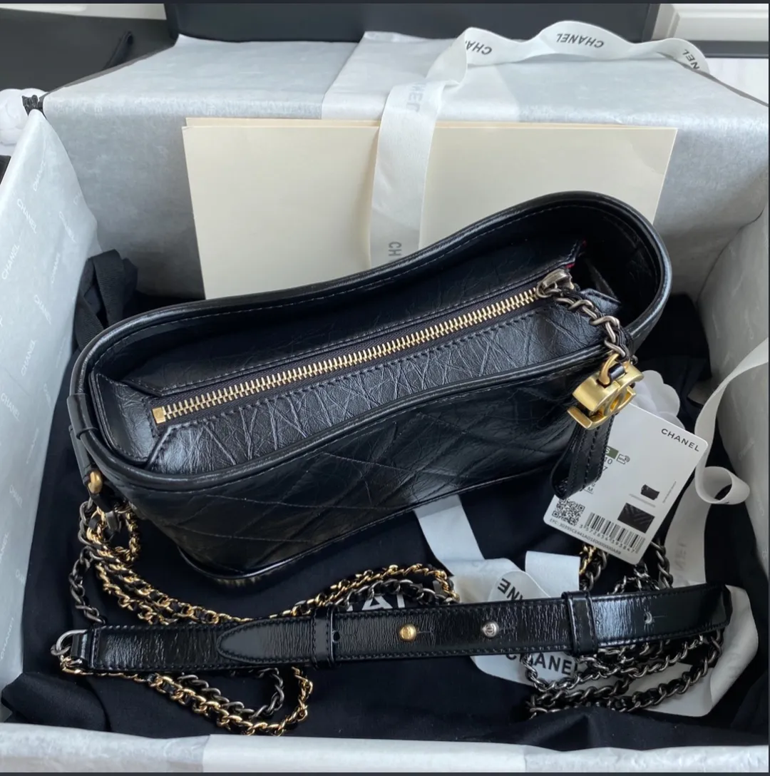 Chanel sac à main chaîne dorée noir 5