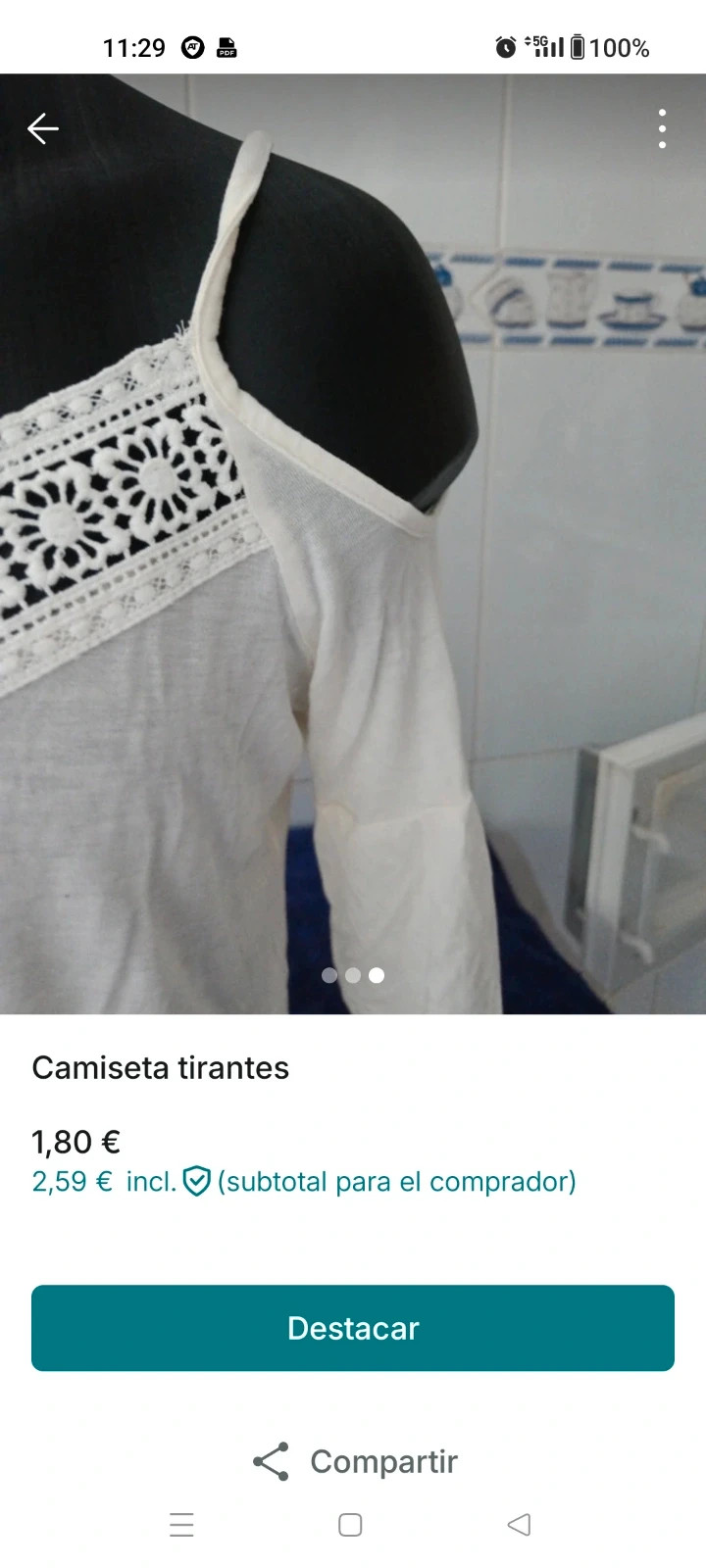 Camiseta blanca puntilla – taille M / 38 / 10 3