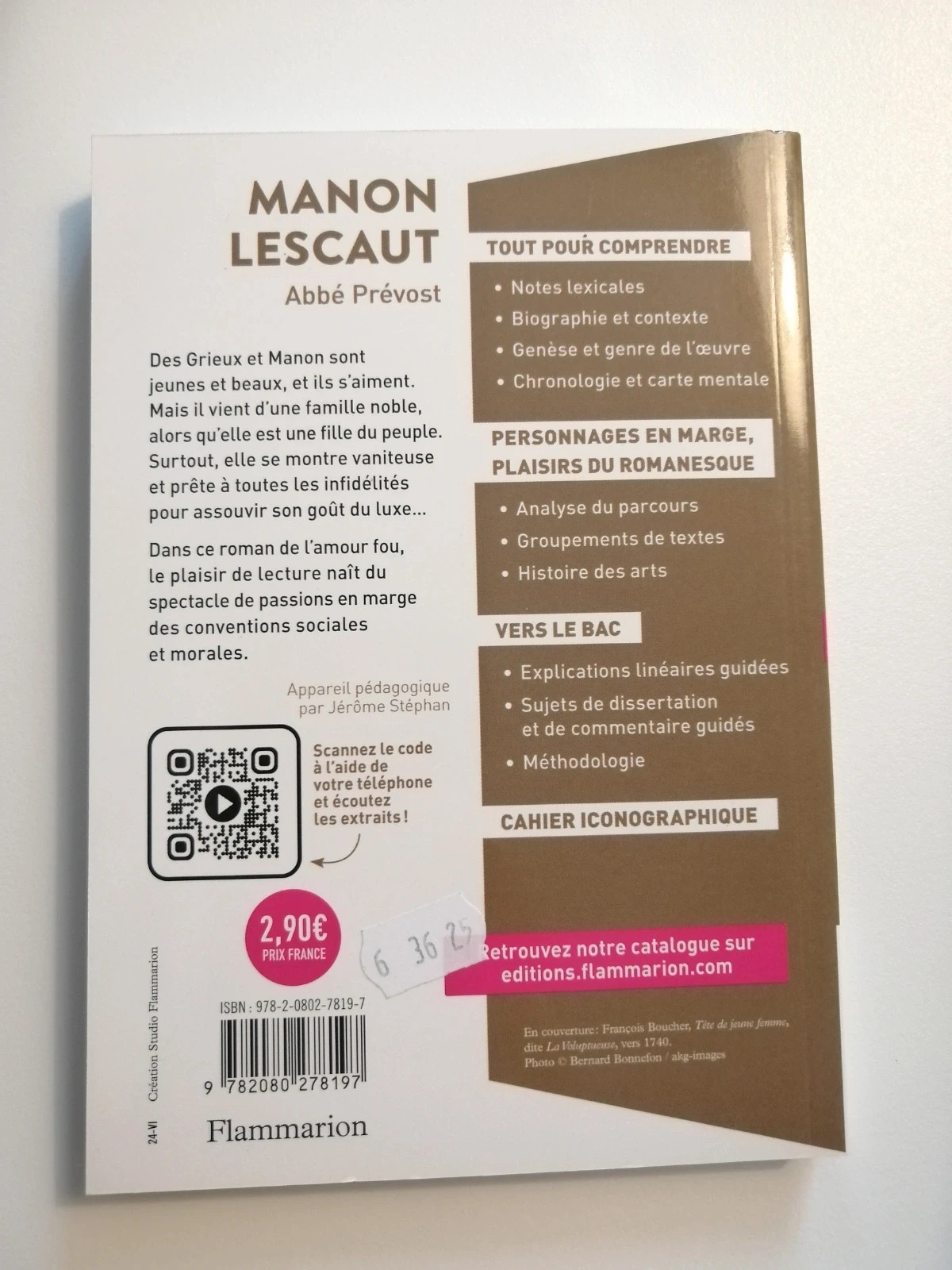 Livre Manon L'Escaut de l'Abbé Prévost - Édition Étonnants Classiques – Manon Lescaut l'abbé Prevost 2