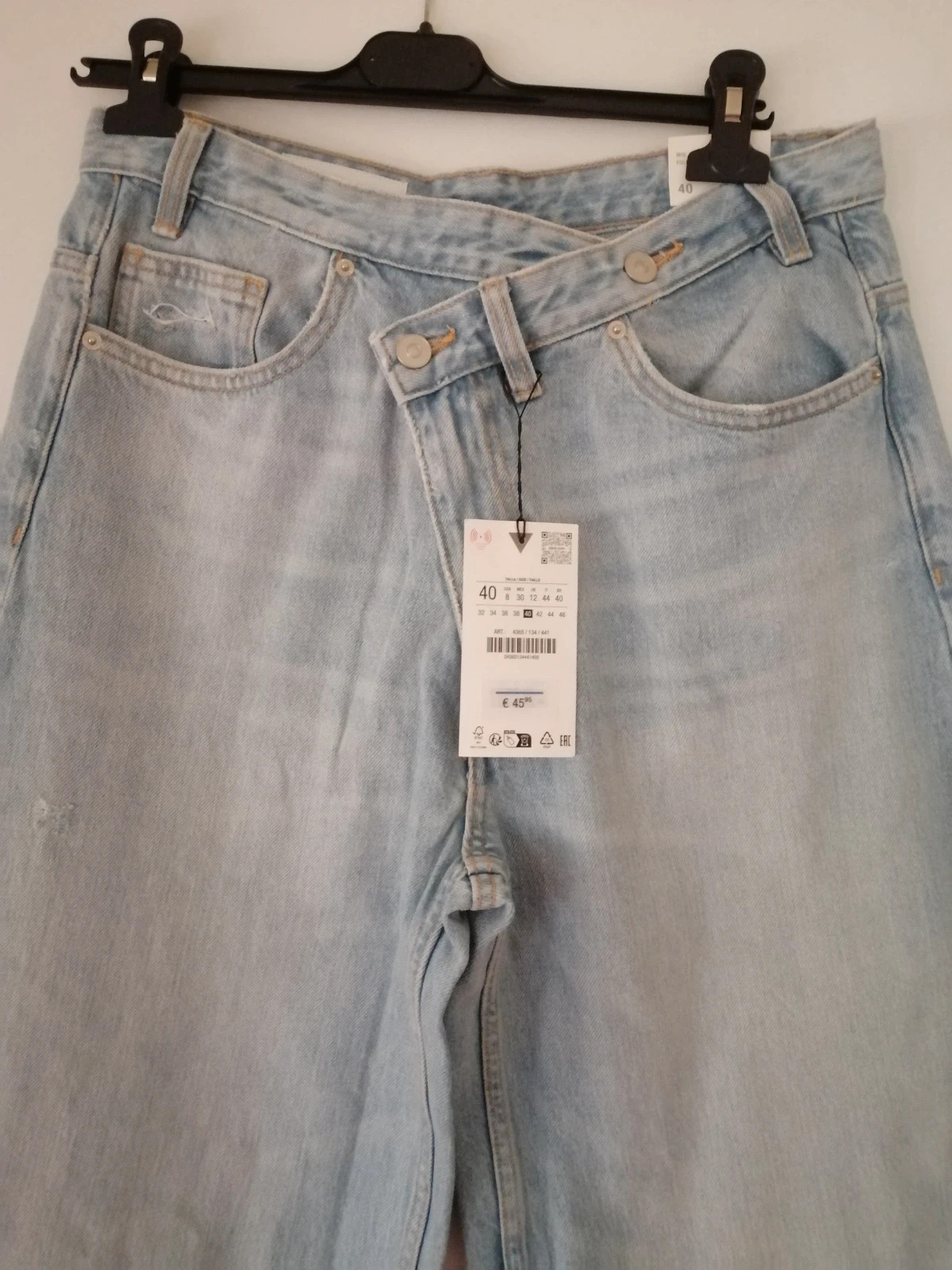 Jean Zara taille croisée 40 / The Crossed Waist Wide Leg bleu clair Neuf  – Zara – taille M / 38 / 10 2