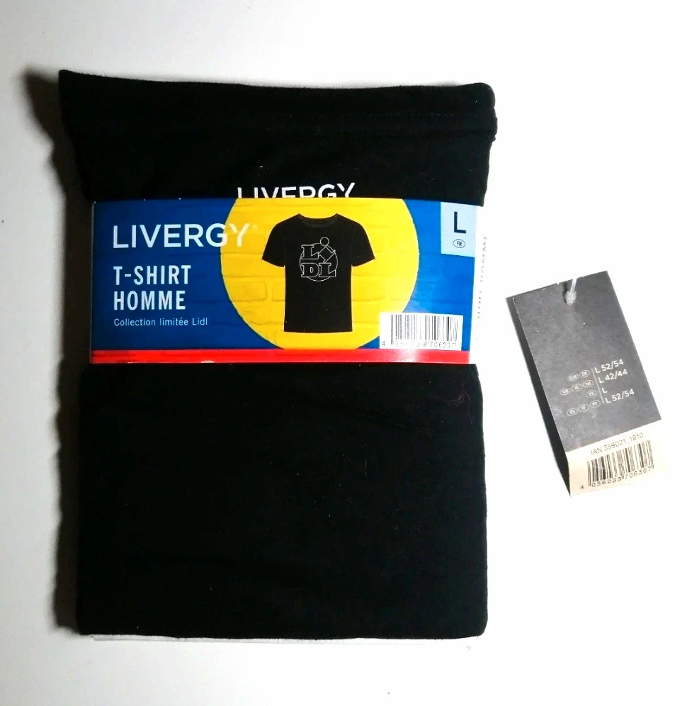 T-shirt noir homme Lidl logo Neuf Taille L – Livergy – taille L 2