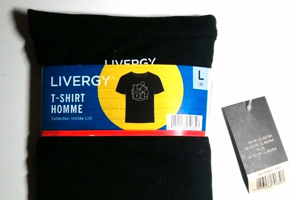 T-shirt noir homme Lidl logo Neuf Taille L – Livergy – taille L 3