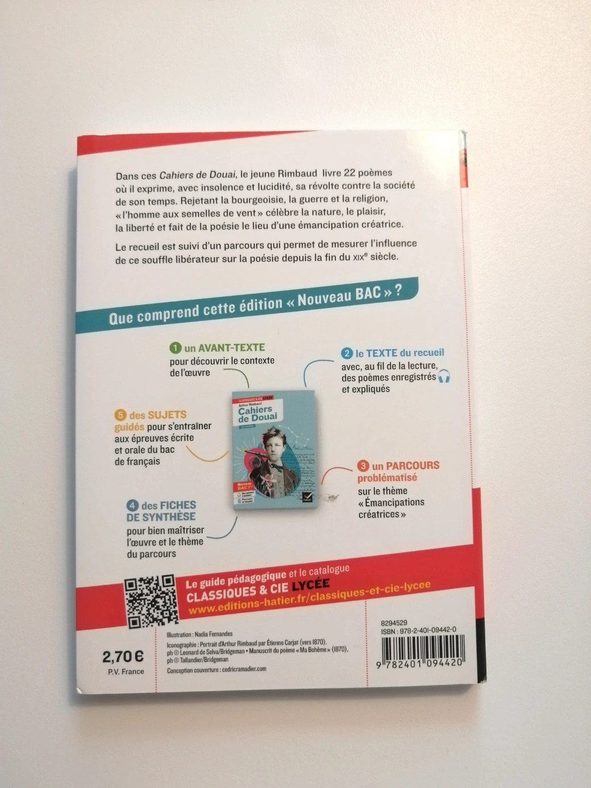 Livre bac 1ere Cahiers de Douai d'Arthur Rimbaud - Édition Hatier – editions classique et Cie (hatier) 2