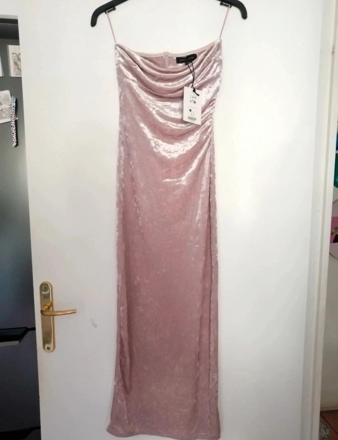 Robe bustier en velours rose poudré bershka Neuve Taille S
