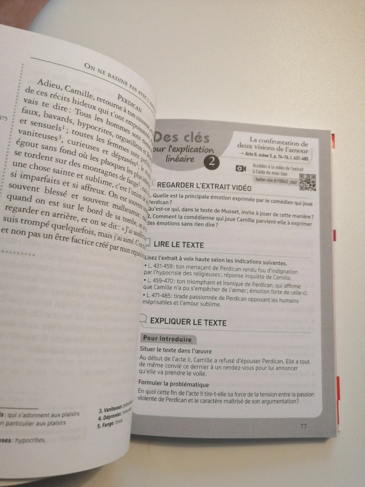 Livre Bac On ne badine pas avec l'amour d'Alfred de Musset - Édition Classiques & Cie Lycée – classique et Cie hatier 5
