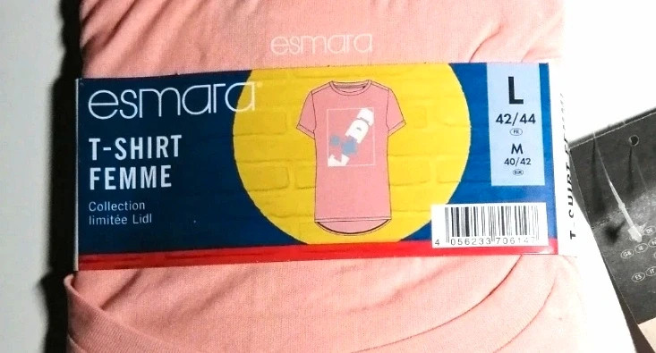 T-shirt femme rose Neuf sous emballage avec étiquette Taille L 42/44 – Esmara – taille L / 40 / 12 3