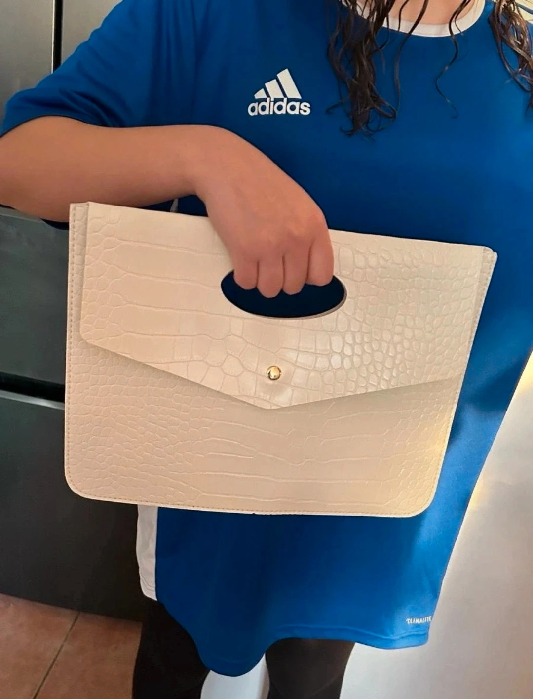 Pochette croco crème