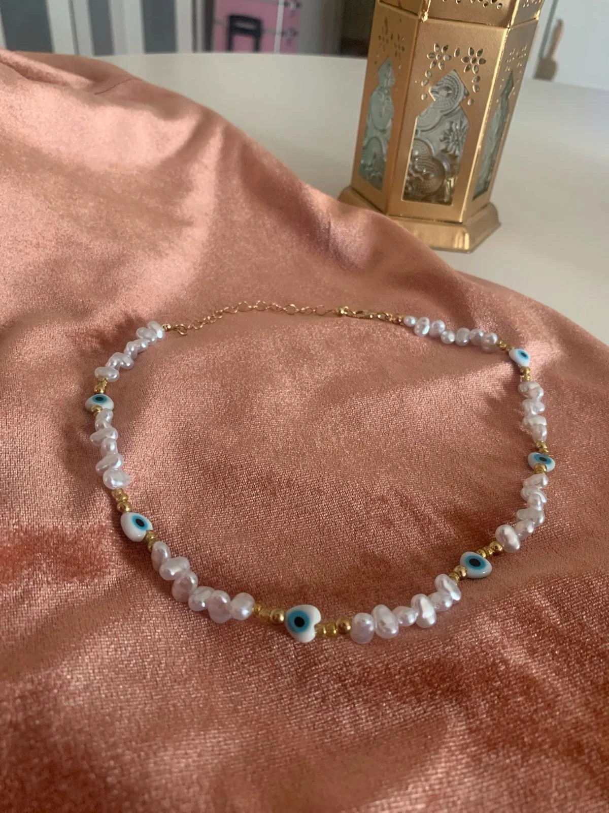 Collier perles et acier inoxydable 5