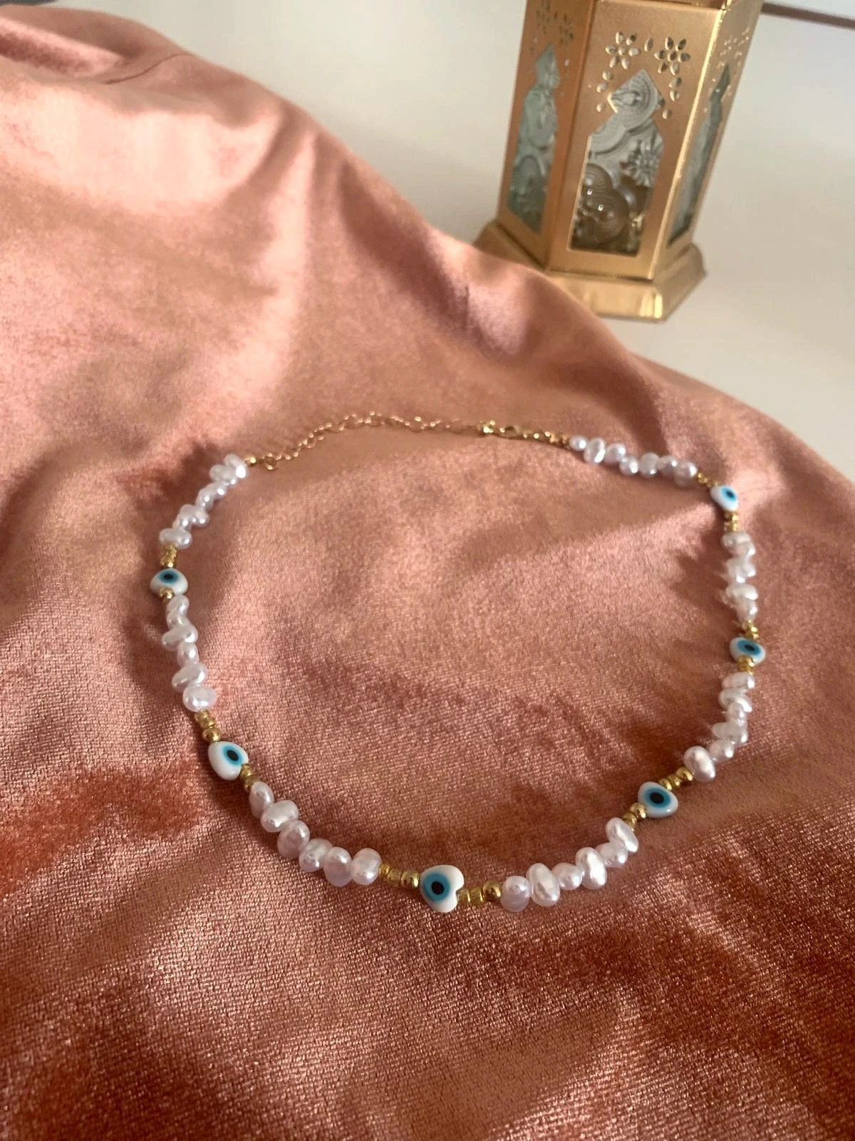 Collier perles et acier inoxydable
