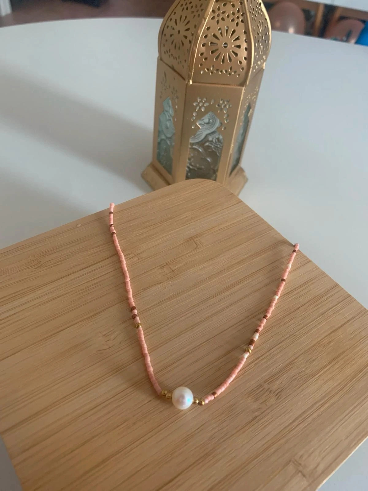 Collier perle et acier inoxydable