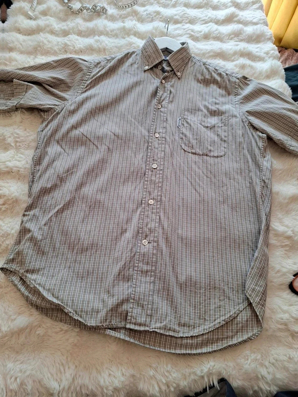 Chemise Manches Courtes Rétro Façonnable - Carreaux Blanc & Beige - Taille 2 / 15R (M/L) – Façonnable – taille M 2
