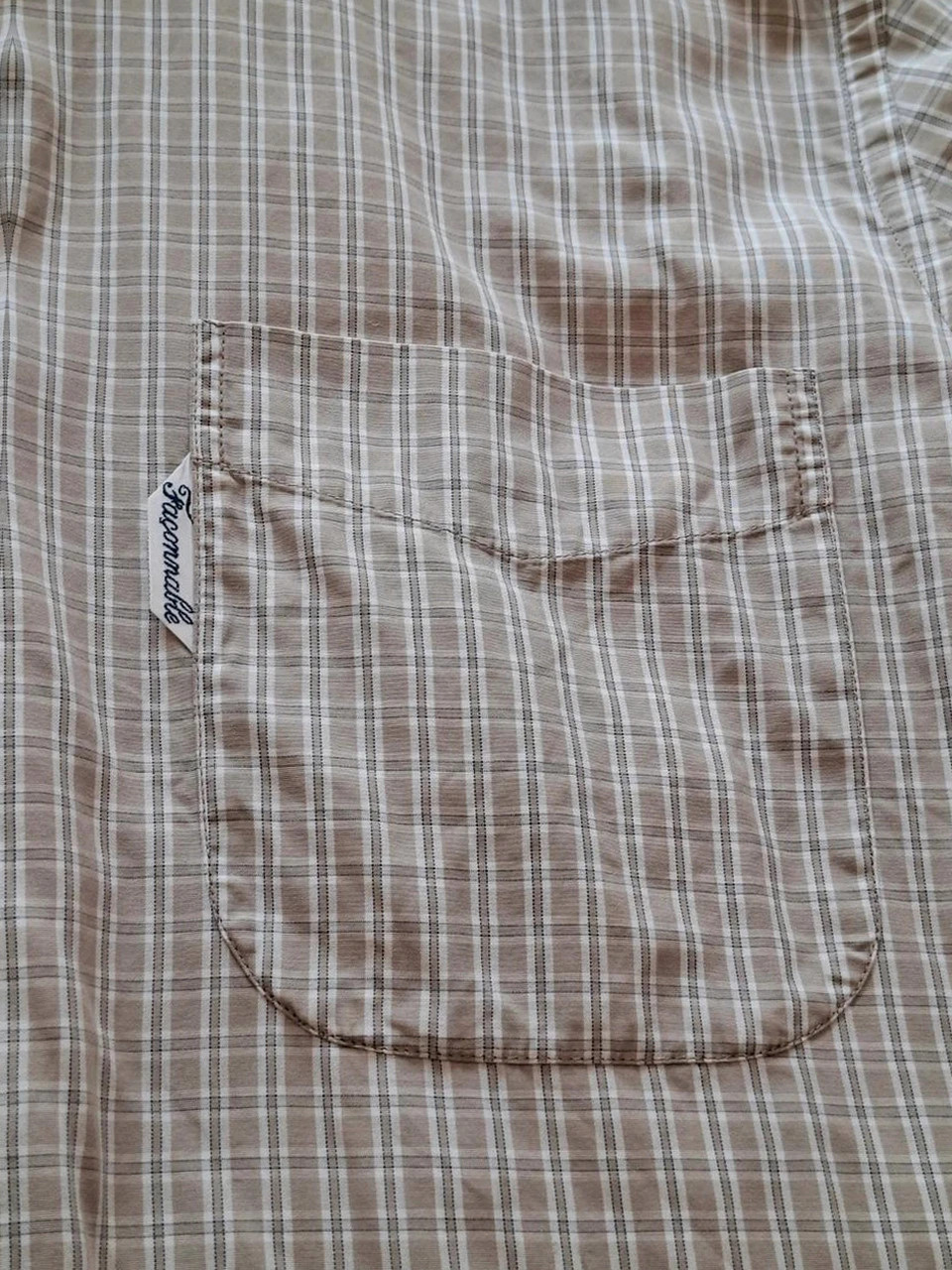 Chemise Manches Courtes Rétro Façonnable - Carreaux Blanc & Beige - Taille 2 / 15R (M/L) – Façonnable – taille M 3